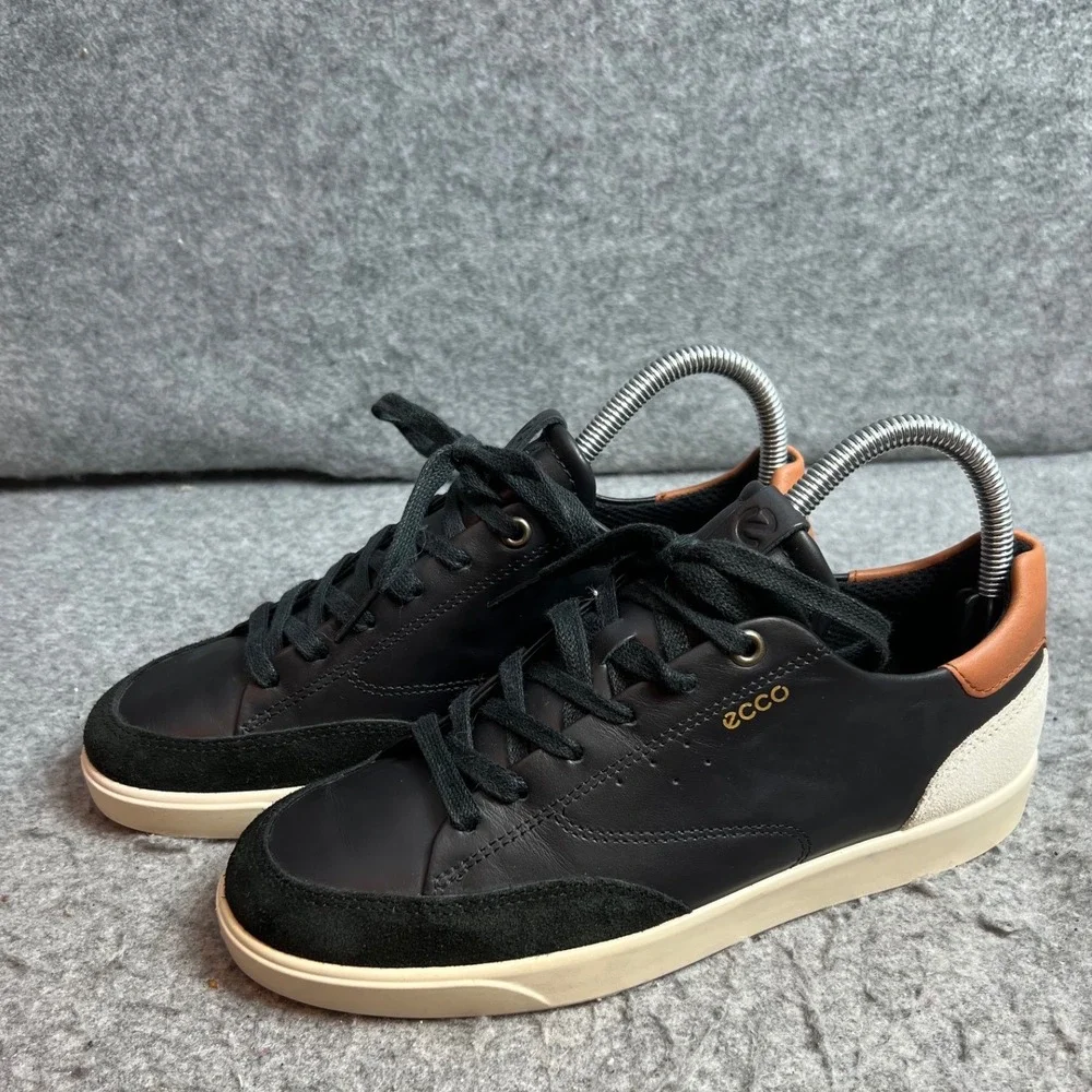 ECCO Street Lite Retro Black Leather Suede Sneakers EU 37 Low Top Lace Up